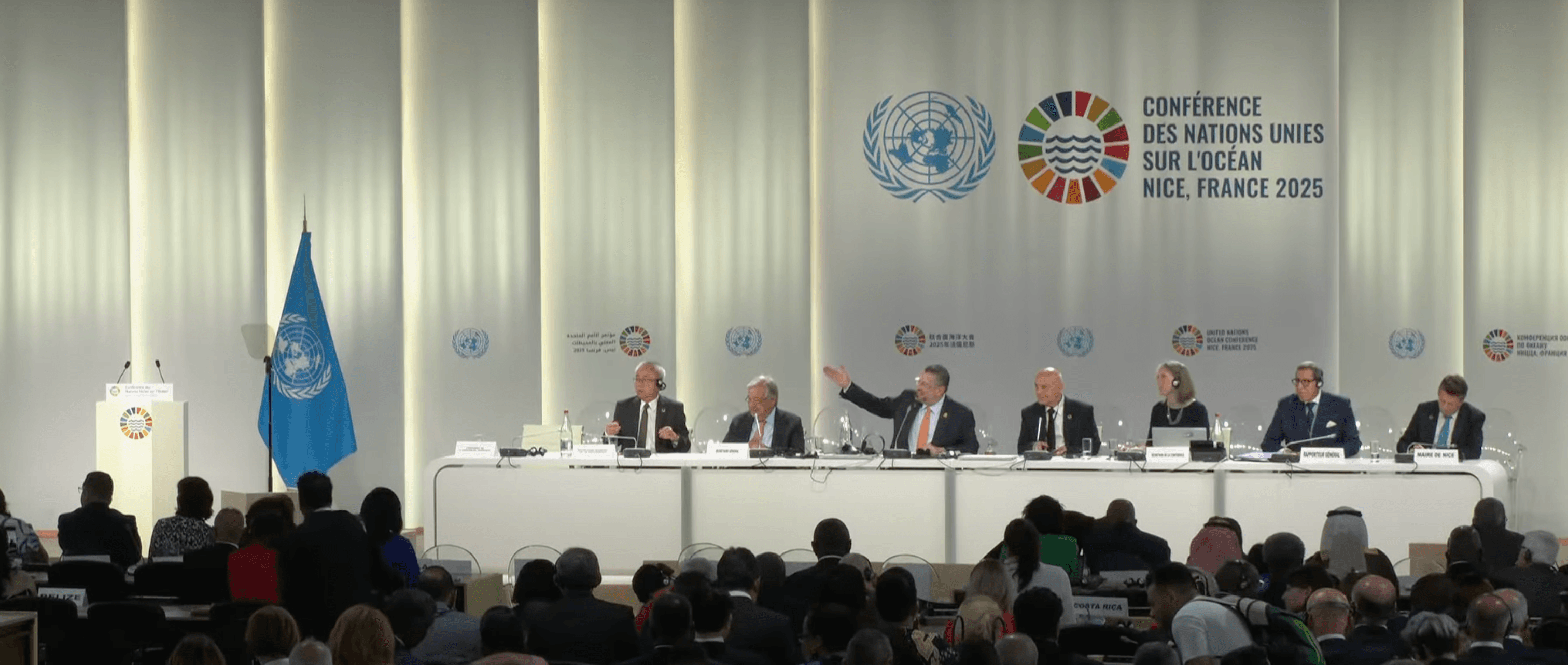 Frá opnun á Hafráðstefnu SÞ 2025. Skjáskot af YouTube Sameinuðu Þjóðanna: https://www.youtube.com/watch?v=pWcCtCy8gDM